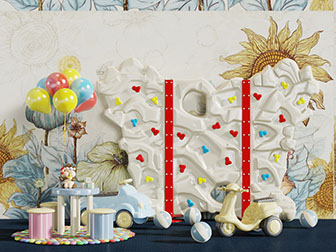 现代儿童积木玩具车攀岩墙活动区