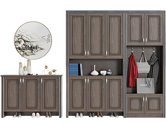 新中式实木玄关装饰鞋柜