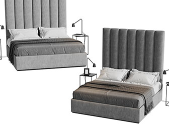 现代高床头双人床