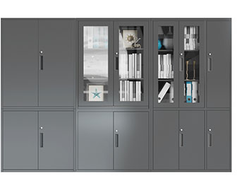 现代灰色金属办公装饰柜