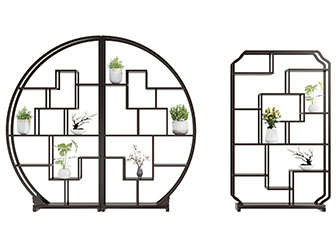 中式圆形长方形镂空装饰柜架