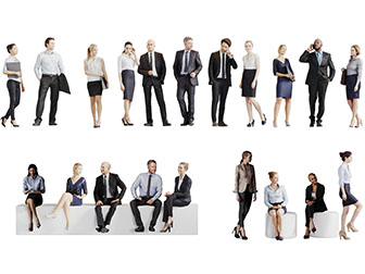 站立和坐着的职场人士多人3d模型 站立和坐着的职场人士多人