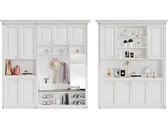 简欧白色实木玄关装饰鞋柜