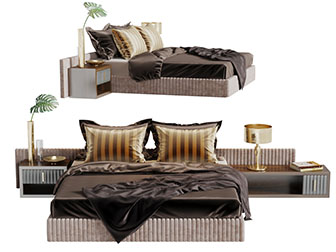 现代无床头双人床