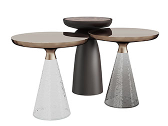 现代玻璃支架的圆形茶几