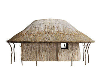 蘑菇造型的茅草房子
