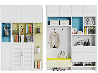 现代白色玄关装饰鞋柜