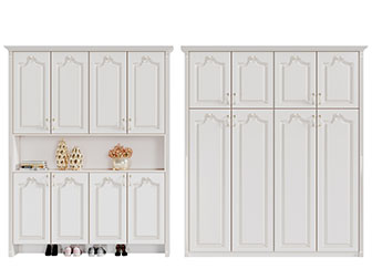 简欧白色玄关装饰鞋柜衣柜