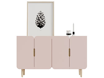 现代粉色玄关柜边柜