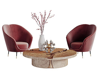 单人沙发茶几3d模型 单人沙发茶几