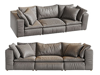 后现代真皮多人沙发