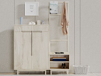 北欧实木玄关鞋柜衣架