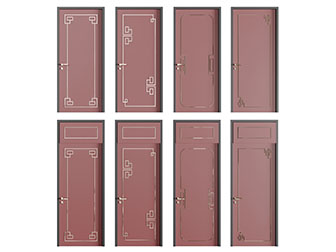 新中式红色平开门