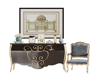 新古典玄关柜边柜休闲椅子