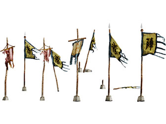中式复古旗杆破烂旗