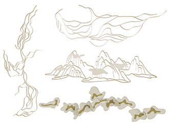 新中式山脉云朵墙饰挂件