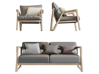 北欧双人单人沙发3d模型 北欧双人单人沙发