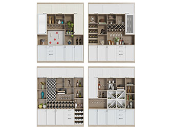 北欧实木装饰酒柜3d模型 北欧实木装饰酒柜