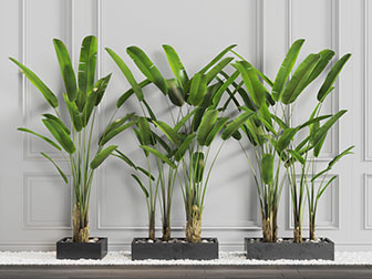 现代盆栽植物石头景观小品