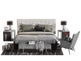 现代轻奢双人床床尾凳