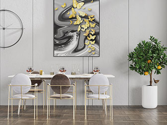 现代轻奢长方形餐桌椅组合