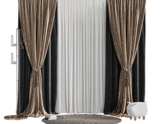 窗帘3d模型 窗帘