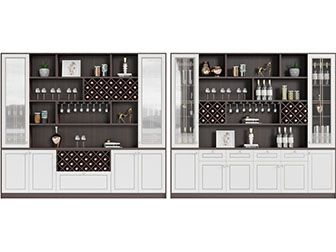 新中式加宽酒柜3d模型 新中式加宽酒柜