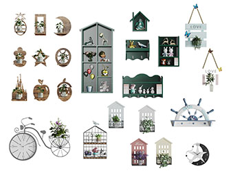 现代实木墙饰收纳架