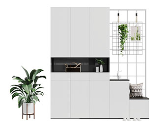 现代白色错层装饰鞋柜