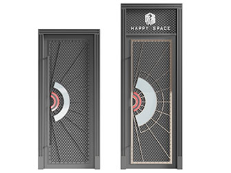 工业风黑色金属网装饰的平开门