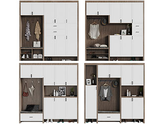 新中式拼接实木玄关鞋柜