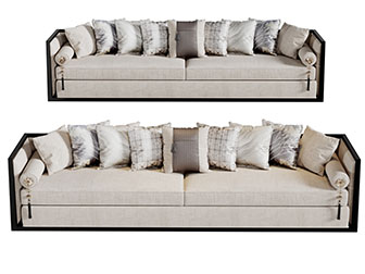 新中式多人沙发