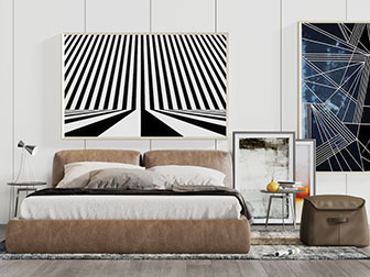 现代布艺双人床坐墩