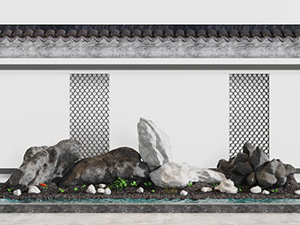 中式庭院假山石头水池园艺小品