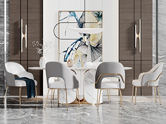 现代轻奢大理石餐桌椅组合