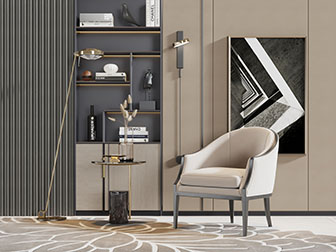 新中式单人沙发茶几3d模型 新中式单人沙发茶几