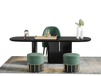 现代轻奢书桌椅凳组合装饰架