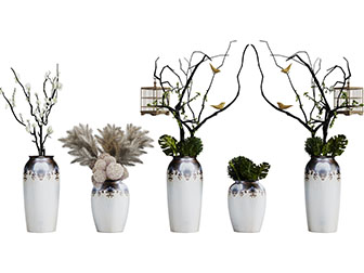 中式陶瓷器皿花瓶花卉