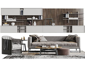 现代多人单人沙发茶几组合