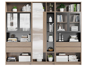 现代实木装饰书柜