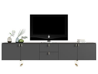 现代轻奢黑色电视柜电视机