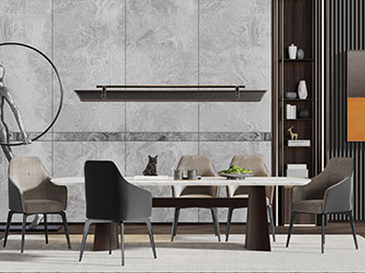 现代椭圆形餐桌椅组合