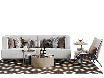 现代多人沙发休闲椅子茶几组合