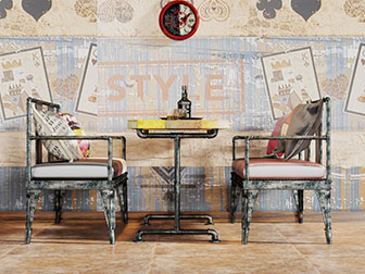 工业风铁艺休闲椅子餐桌