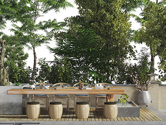 中式庭院实木茶桌椅子坐墩