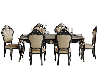 欧式古典雕花餐桌椅组合