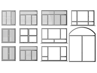 现代灰色金属边框的平开窗