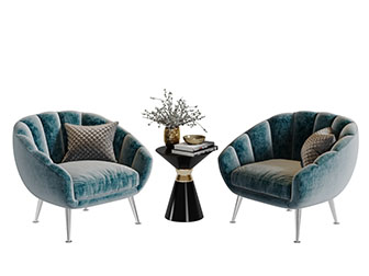 现代扇贝造型的布艺休闲椅子