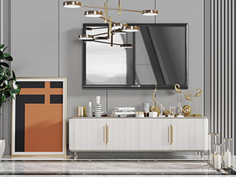 现代轻奢电视柜电视机