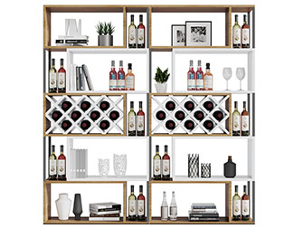 现代实木开放式装饰酒架3d模型 现代实木开放式装饰酒架
